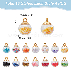 56 шт. 14-х цветные стеклянные круглые подвески&nbsp;GLAA-UN0001-17