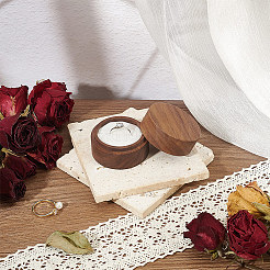 Круглые деревянные коробки для хранения с одним кольцом и бархатом внутри AJEW-WH0513-26B