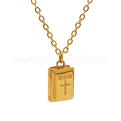 Collane con ciondolo a croce e Bibbia in acciaio inossidabile 304 per donna&nbsp;WG21279-01