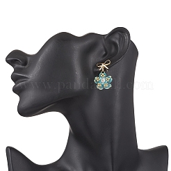 Pendientes colgantes con cuentas de vidrio y flores hechos a mano&nbsp;EJEW-MZ00471-05