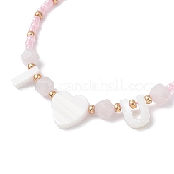 Женские плетеные браслеты из натурального розового кварца и круглых бусин Toho ко Дню святого Валентина&nbsp;BJEW-MZ00244-02