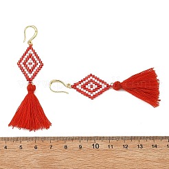 Ohrhänger aus Glasperlen und Messing für Damen&nbsp;EJEW-MZ00800-02