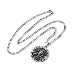 Мужские ожерелья из витой цепи с подвеской в виде руны Одина и наконечника стрелы ворона из нержавеющей стали 201 NJEW-S440-03B-AS