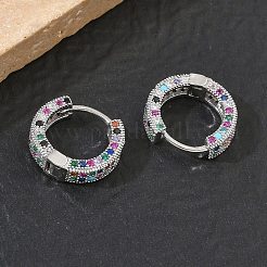 Boucles d'oreilles créoles en laiton micro pavé de zircons cubiques pour femmes&nbsp;EJEW-A167-19P-01