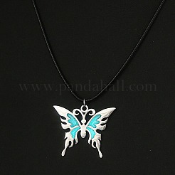 Светящиеся в темноте ожерелья с подвесками-бабочками из нержавеющей стали PW-WG86035-01