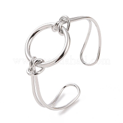 Браслет-манжета с круглым кольцом из латуни BJEW-F445-16P