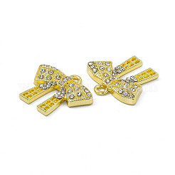 ラックメッキ合金クリスタルラインストーンペンダント  ちょう結びのチャーム  ライトゴールド  18x20x3mm  穴：1.8mm&nbsp;PALLOY-I216-05LG