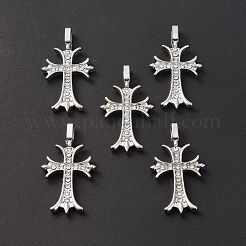 合金ラインストーンペンダント  カドミウムフリー＆鉛フリー  クロスチャーム  プラチナ  35x19.5x3.5mm  穴：5.5x3mm&nbsp;ALRI-O013-02P