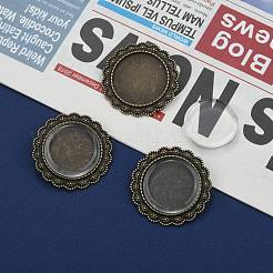 25 мм прозрачный стекло кабошоны и старинные цветка сплава сеттинги брошь кабошон ободок DIY-X0189-AB-NF
