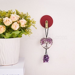 Обернутые проволокой чипсы натуральный аметист большие подвесные украшения HJEW-SZ0001-25A