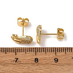 Messing Micro Pave klare Zirkonia Ohrstecker&nbsp;EJEW-D328-04G-03