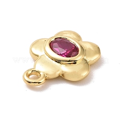 Umweltfreundliche Messing-Mikropavé-Anhänger mit mittelvioletten roten Zirkonia&nbsp;KK-D079-04G