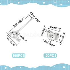 Фурнитура для сережек-гвоздиков с железными шариками и гайки из нержавеющей стали 304 STAS-UN0004-71P