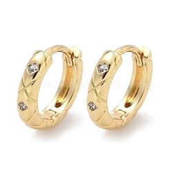 Квадратные серьги-кольца из латуни с микропаве из прозрачных кубических цирконий EJEW-Z102-38G