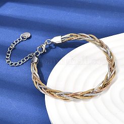 Bracciale a spina di pesce intrecciata in acciaio inossidabile 304 per donna&nbsp;BJEW-K240-08A-M