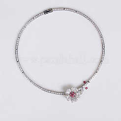 Комплекты из латунных подвесок-цепочек и серег-гвоздиков с микропаве из кубического циркония WG63143-01