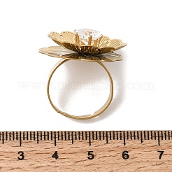 Bagues manchettes ajustables en acier inoxydable 201 serties d'un zircon cubique unique&nbsp;RJEW-K318-02J-G