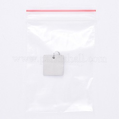 変色しにくい201ステンレススチールチャーム  手動研磨  正方形  ステンレス鋼色  12x12x1mm  穴：3.5mm&nbsp;STAS-S105-T630-1