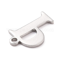 変色しない304ステンレススチールチャーム  レーザー切断  アルファベット  ステンレス鋼色  文字.p  12.5x8x0.8mm  穴：1mm&nbsp;X-STAS-H112-P-P