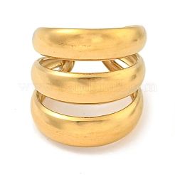 Ионное покрытие (ip) 304 нержавеющая сталь трехслойное широкое открытое манжетное кольцо для женщин&nbsp;RJEW-A043-22G
