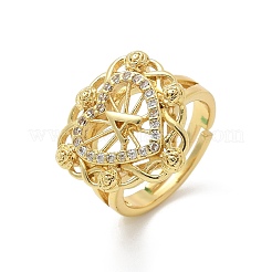 Кольца на палец с прозрачным кубическим цирконием&nbsp;RJEW-G337-02G-04