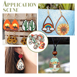 48 pièce 6 styles de grands pendentifs en bois de tremble imprimés sur une seule face&nbsp;WOOD-AR0001-36