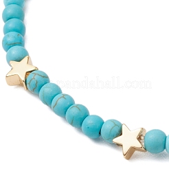 Окрашенные синтетические бирюзовые бусины эластичные браслеты для женщин и мужчин&nbsp;BJEW-JB11311-03