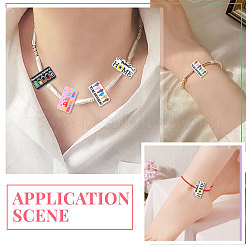 16 шт. 4 стиля прямоугольник с надписью пищевой силиконовый фокус бусины SIL-CA0004-44