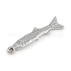 304ステンレスペンダント  魚のチャーム  ステンレス鋼色  28.5x7x2mm  穴：1.3mm&nbsp;STAS-K287-08A-P