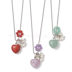 3 шт. 3 стиля ожерелий с подвесками в форме сердца из натурального зеленого авантюрина NJEW-TA00215