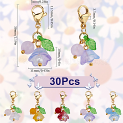 30 шт. маркер для фиксации стежков из цветочного стекла и натурального и окрашенного малайзийского нефрита&nbsp;HJEW-SC0001-77