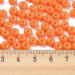 模造翡翠 3/0個 ガラスシードビーズ  光沢  焼き付け塗料  ラウンド  ダークオレンジ  5.5x3.5mm  穴：1.5mm&nbsp;SEED-Z001-A-B09