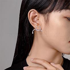 変色防止ロジウムメッキ 925スターリングシルバーツイストノットスタッドピアス（女性用）  プラチナ  20x20mm  ピン：0.9mm&nbsp;JE1081A