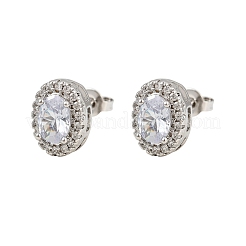 Boucles d'oreilles en laiton zircon cubique micro pavé clair&nbsp;LS-EJEW-Z128-01P-03