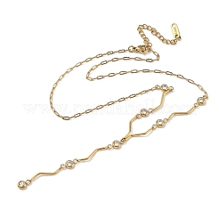 Collane a Y da donna con ciondolo in acciaio inossidabile 304 e strass di cristallo.&nbsp;NJEW-F375-01G-06