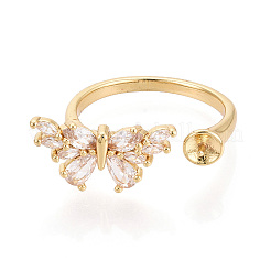Оправа для манжет из латуни с микропаве из кубических цирконий в форме бабочки KK-T079-50G