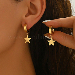 Серьги-кольца из нержавеющей стали в форме звезды&nbsp;TM6235