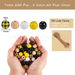200pcs perles rondes en bois&nbsp;sgDIY-SZ0003-33A
