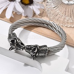 Мужские открытые браслеты-манжеты из нержавеющей стали Viking 304 BJEW-U001-07L-AS