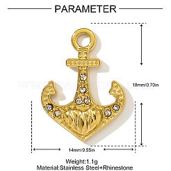 Подвески из нержавеющей стали 304 со стразами&nbsp;STAS-OY003-91G