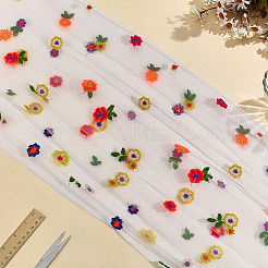 Nappe en polyester brodée de marguerites&nbsp;AJEW-WH0816-374D
