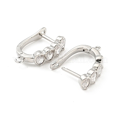 Покрытие стойки латунь микропаве фианит серьги обручи EJEW-C102-17P