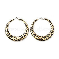 Серьги-кольца из сплава с леопардовым принтом для женщин EJEW-K304-03G
