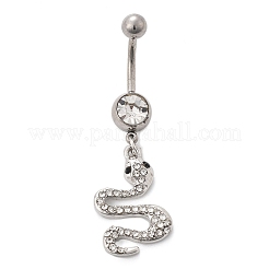 Legierung Strass Schlange gebogene Hantel Bauchnabel Ringe&nbsp;LS-AJEW-R007-03P-01