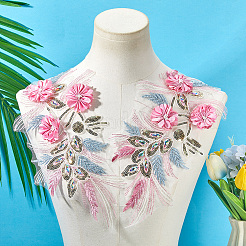 Полиэстер вышитые кружевные нашивки на ткань&nbsp;AJEW-WH20070-078