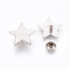 合金リベットスタッド  財布用  バッグ  ブーツ  革工芸装飾  スター  プラチナ  19x19x7mm&nbsp;PALLOY-WH0022-01A-P