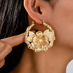 Серьги-кольца из пластикового сплава с жемчугом&nbsp;FS-WG2E9AB-01