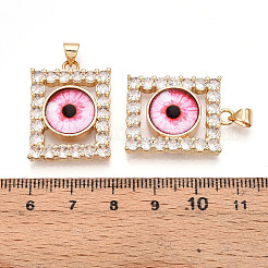 Colgantes de latón con micropavé de circonitas cúbicas transparentes para mujer&nbsp;KK-T070-91A-01