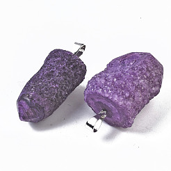Pendentifs en agate druzy naturelle brute électrolytique brute&nbsp;G-S359-274C