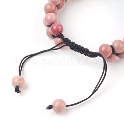 Chakra geflochtene Perlenarmbänder aus natürlichem Rhodonit&nbsp;BJEW-O164-A02